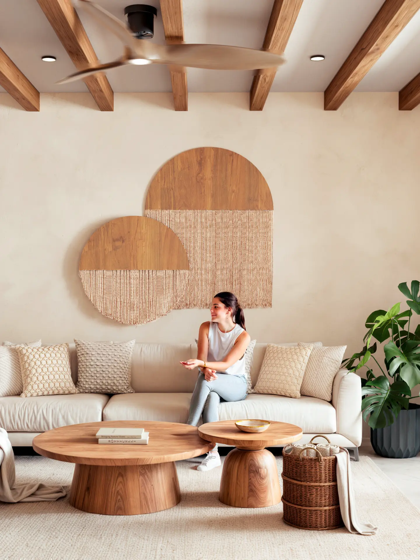Sala de la residencia Árbol de dos recámaras en HIMÁ Tulum. Descubrir residencias.